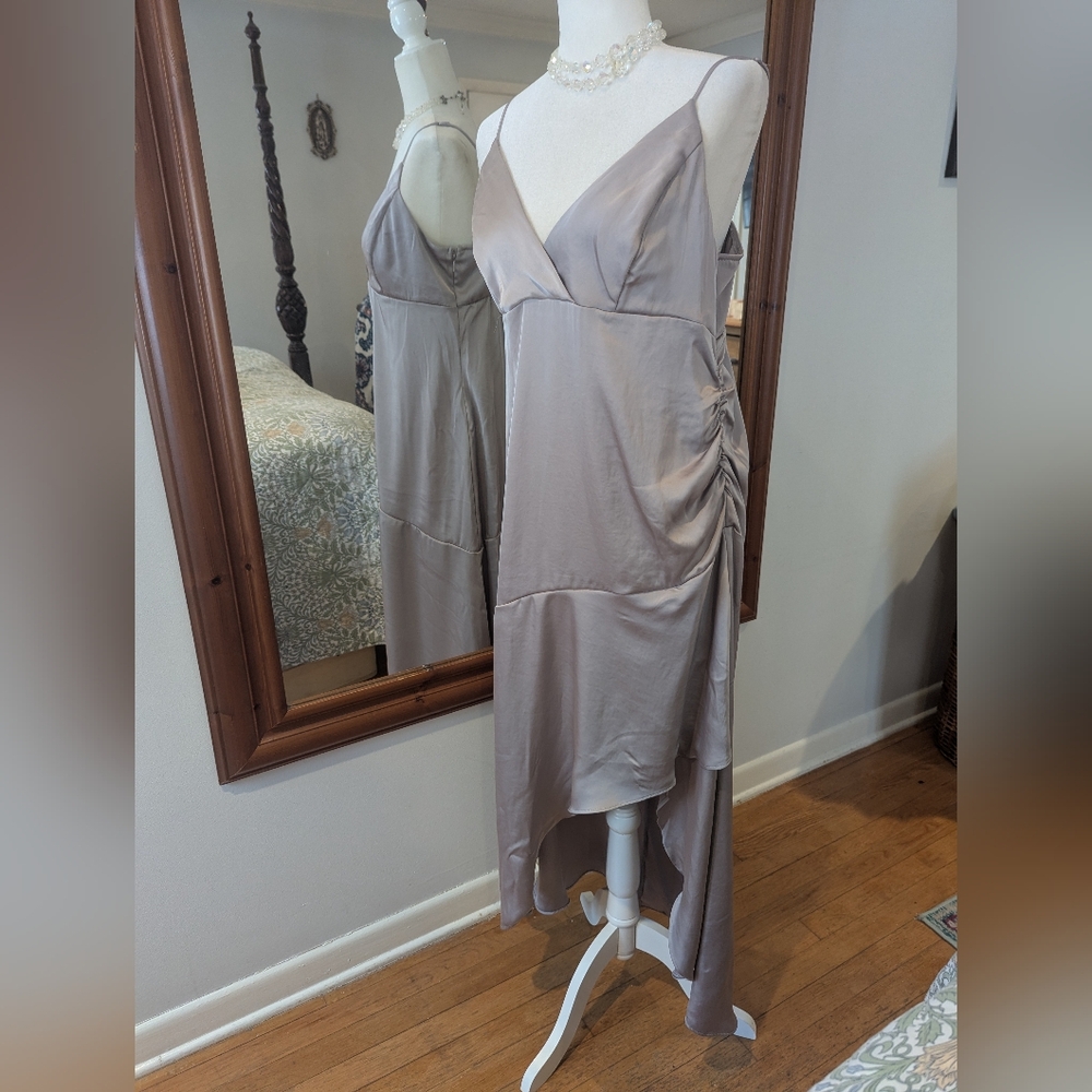 Wild Fable High Low Dress in Light Taupe